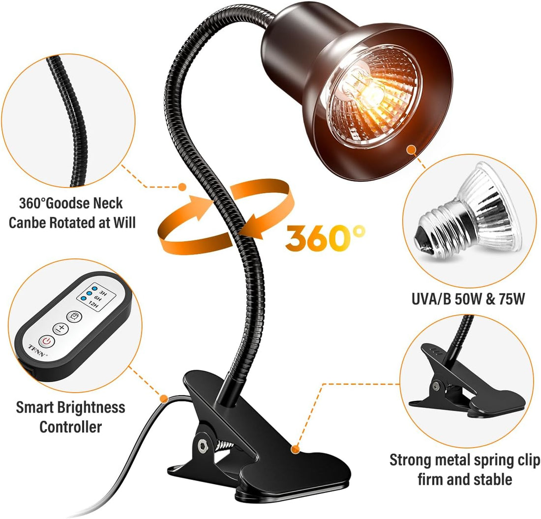 TFNN Reptile Heat Lamp, Heat Lamp with Clamp