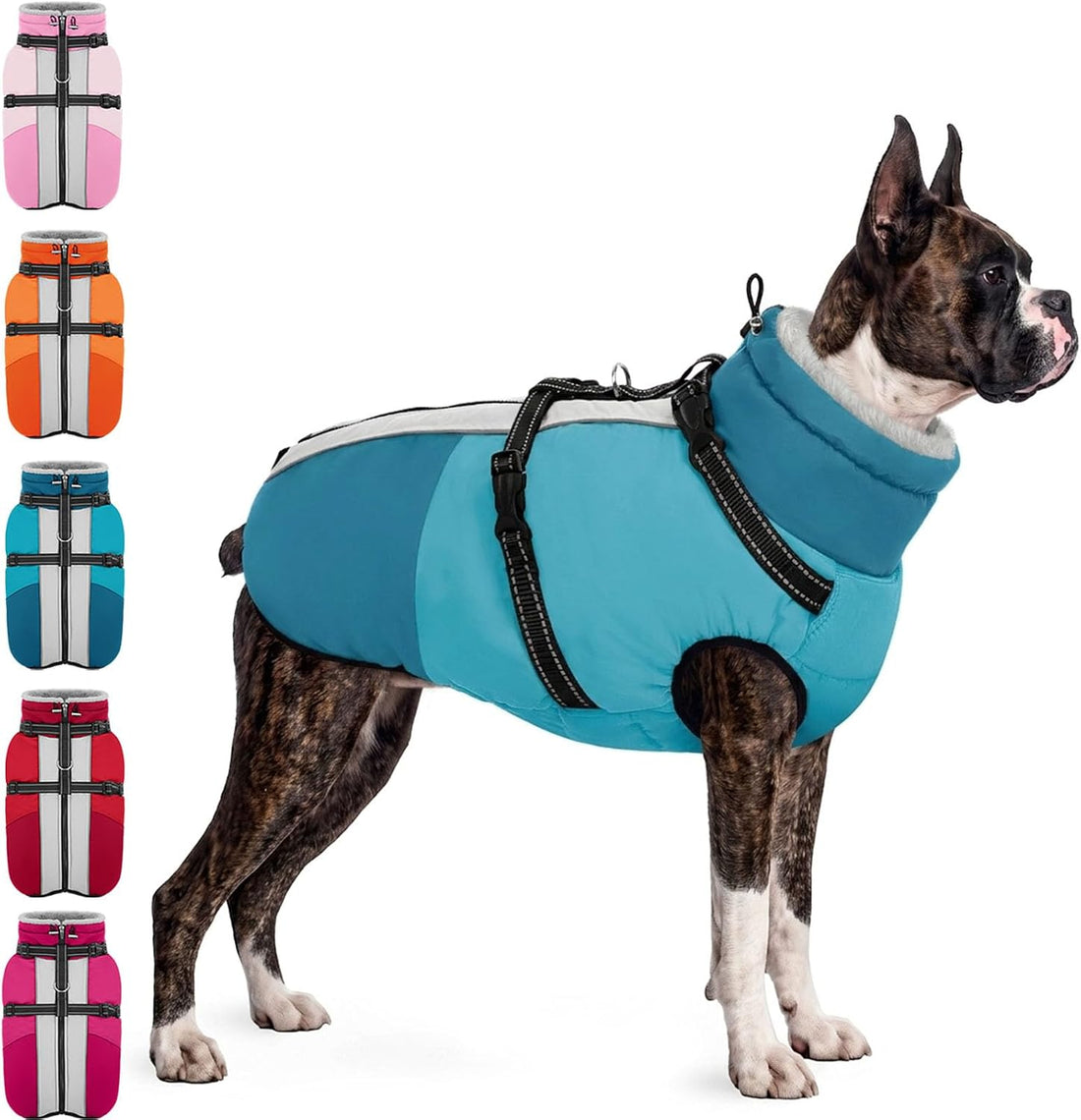 AOFITEE Large Dog Coat Waterproof Dog Winter Jacket with Harness
