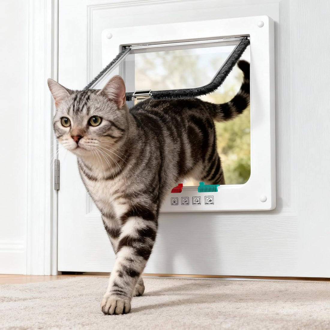 27"-32" Aluminum Cat Door for Winow No-Drill Rental-Friendly