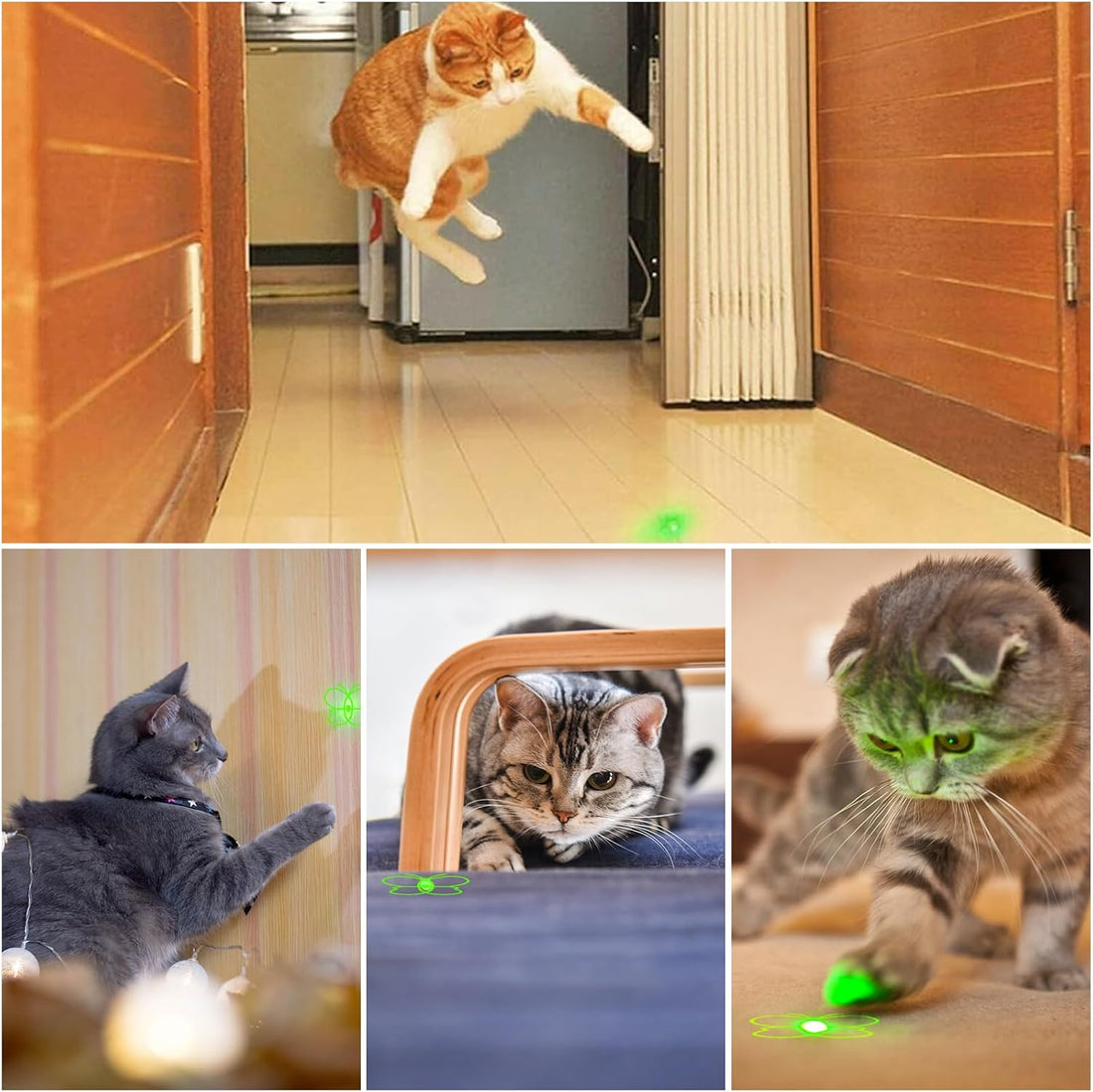 Waputne Cat Toy, 2 Pieces, Rechargeable, 3 Light Modes, 5 Fun Patterns