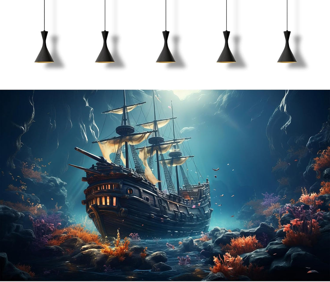 Sunken Ship Aquarium Background Undersea Pirate Shipwreck Fish Tank