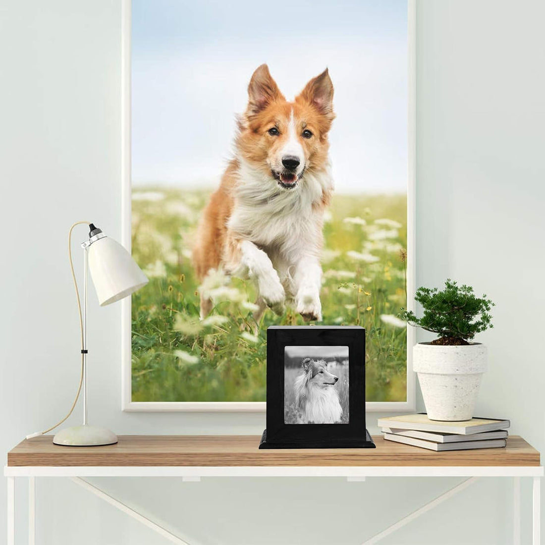 Pet Wood Memorial Urn for Ashes,Photo Frame Keepsake Box for Cats