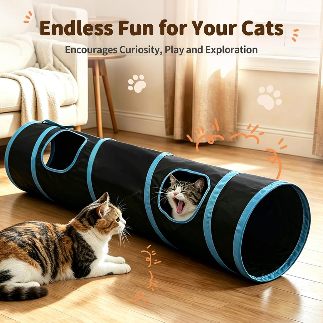 iCAGY Cat Tunnel for Indoor Cats Kittens Rabbits, Foldable Tunnel Toys