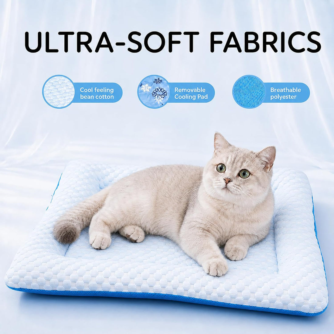 Water-Fill Cooling Cat Bed, Thick Cushion, Raised Bolsters