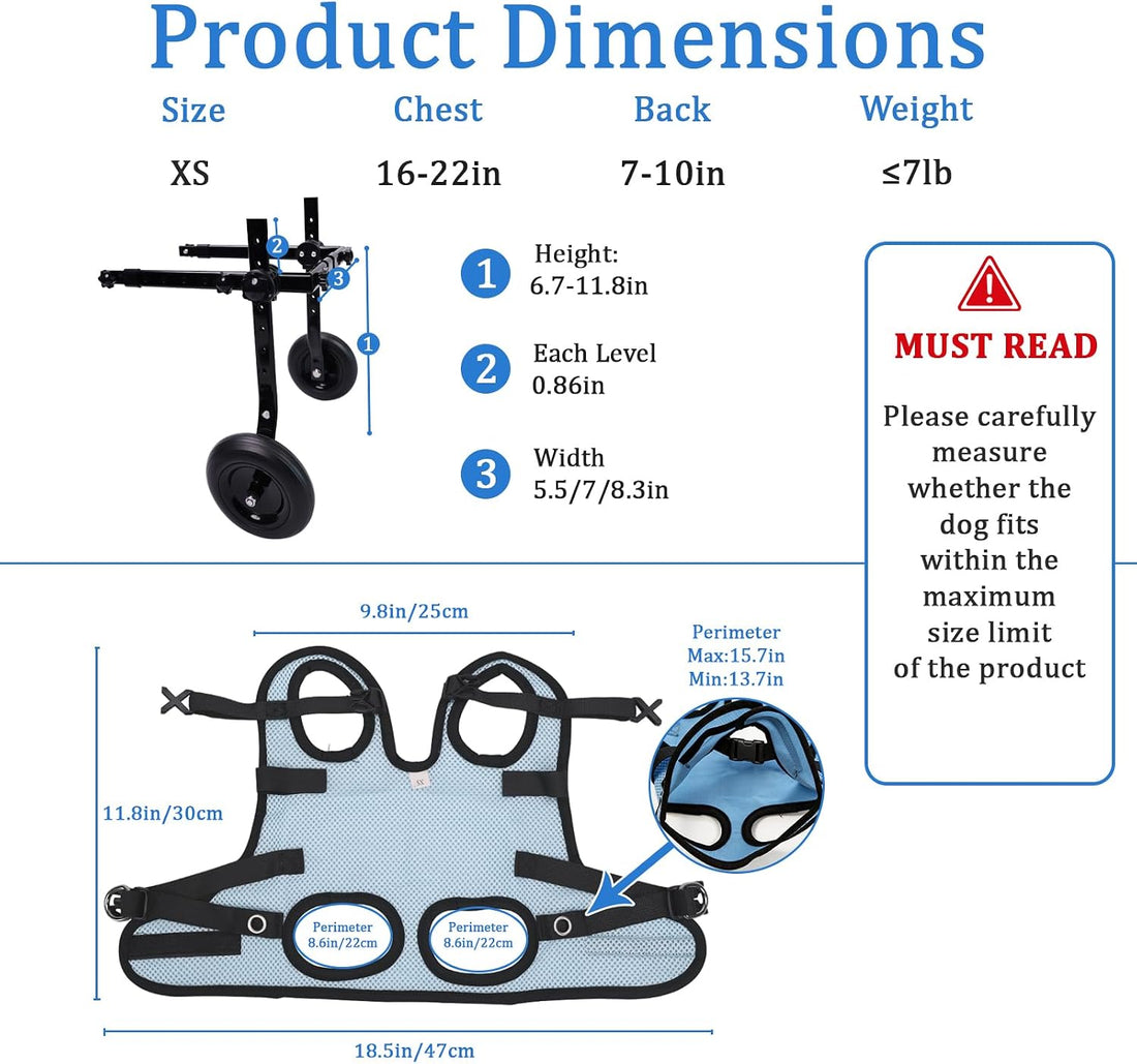 Dog Wheelchair for Back Legs - Adjustable Small Dog Wheelchair