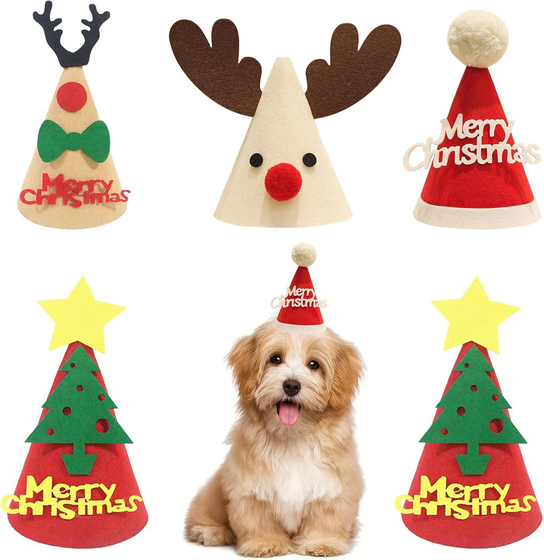 10 Pcs Dog Birthday Hat Set for Small Medium Dogs Cat Puppies