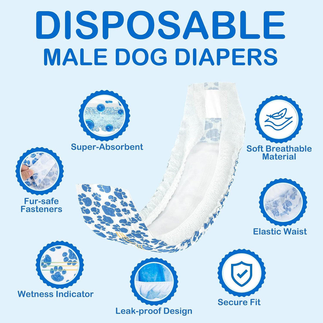 Dono Dog Diapers Male, Disposable Male Dog Wraps 60ct