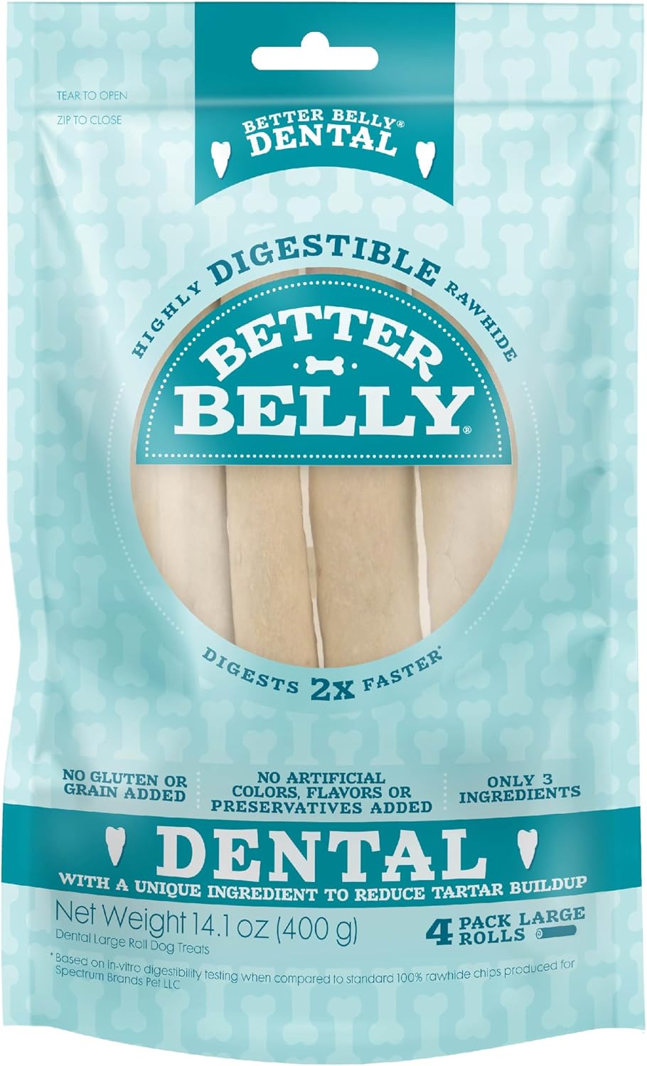 Better Belly Dental Roll Small Highly Digestible Dog Treats, 10 Count