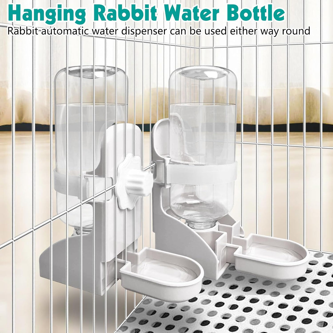 kathson Rabbit Water Bottle, 17oz Hanging Water Fountain Automatic