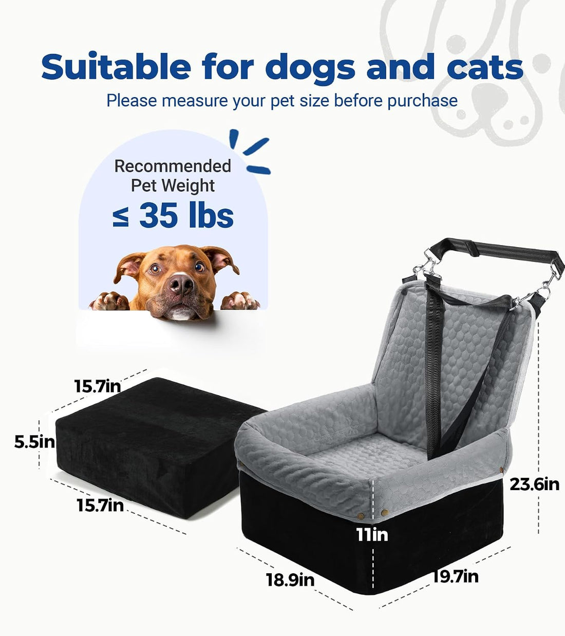 Wagora Dog Car Seat for Small Medium Dogs