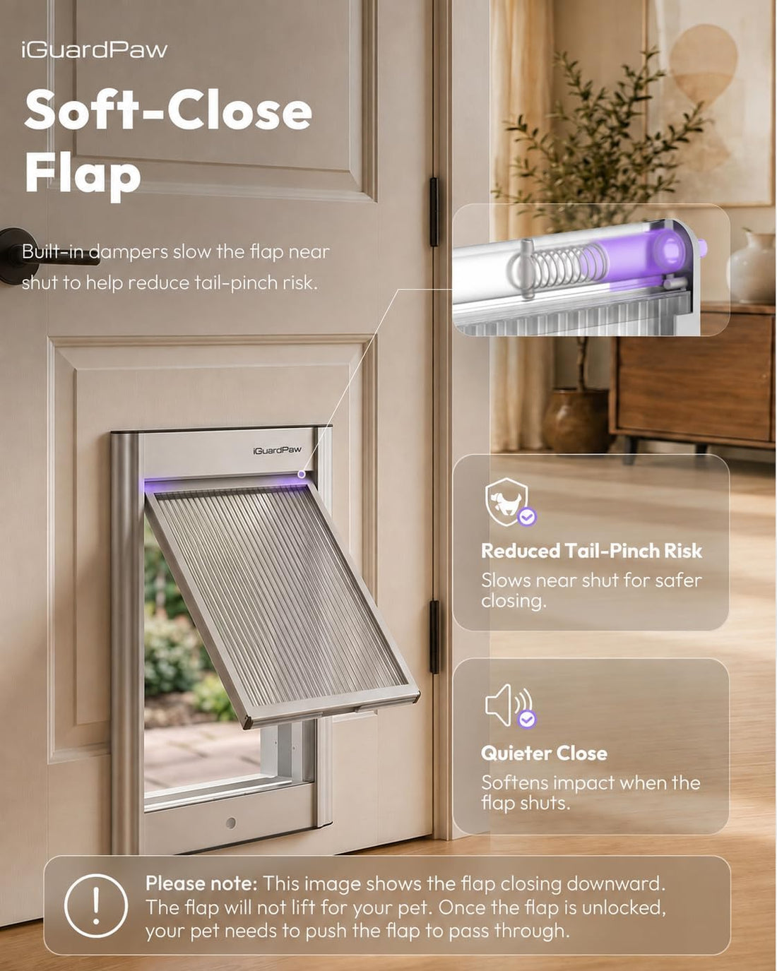 Automatic Dog Door for Door, Smart Dog Door with Collar Sensor, L