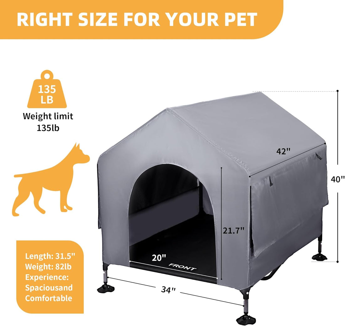 Pawmmo 42" Dog House Outdoor Indoor with Breathable Mesh Windows