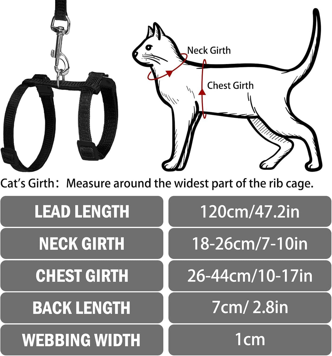 PUPTECK Adjustable Cat Harness and Leash Set Escape Proof Kitten
