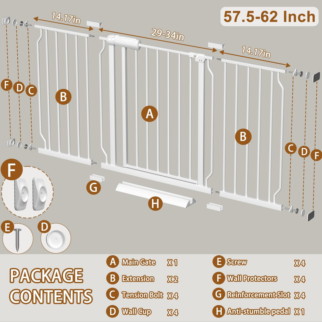Fairy Baby Extra Wide Baby Gate for Doorways Auto Close Safety Gates