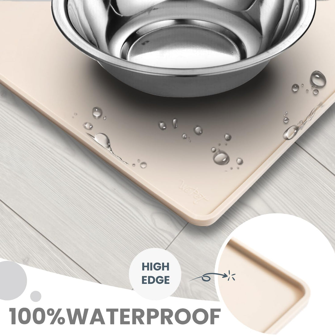 WePet Non-Slip Waterproof Pet Feeding Mat, 20x12 Inch