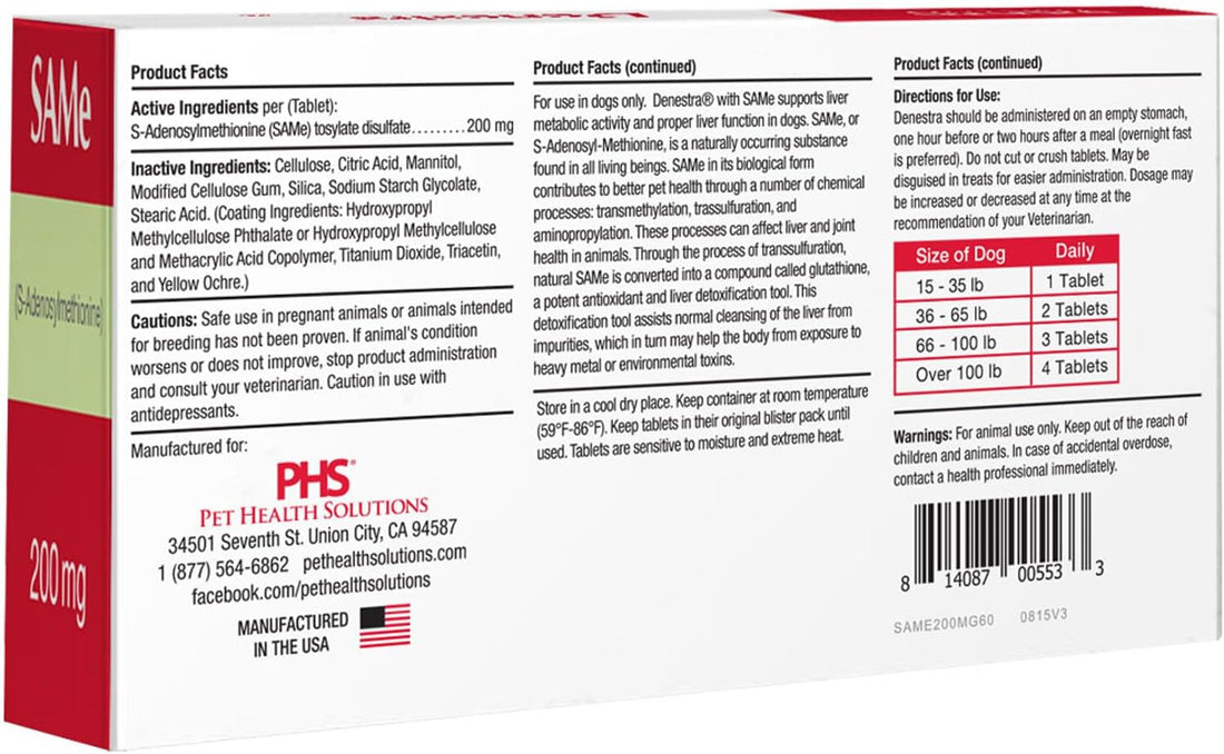 Denestra Same for Dogs – S-Adenosyl-L-Methionine – Liver