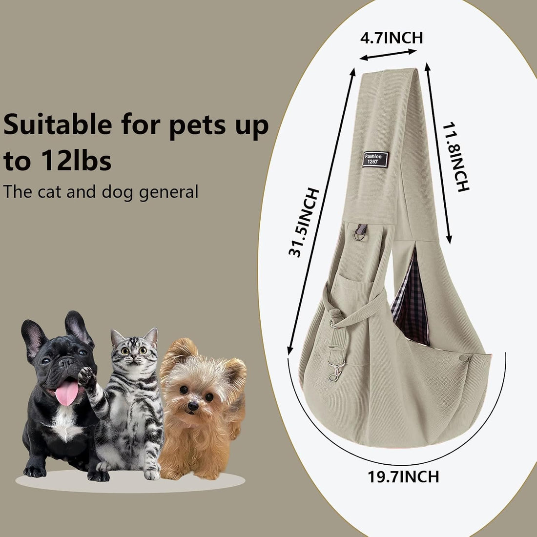 Dog Sling Carrier Soft Breathable for Small Dogs Cats 3-12 lbs