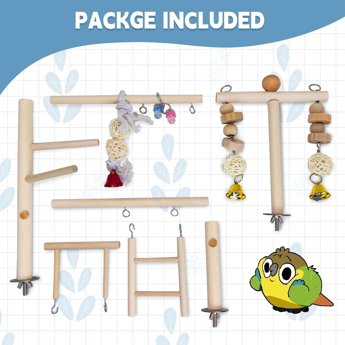 PINVNBY Bird Playground Parrot Play Gym Parakeet Cage Play Stand