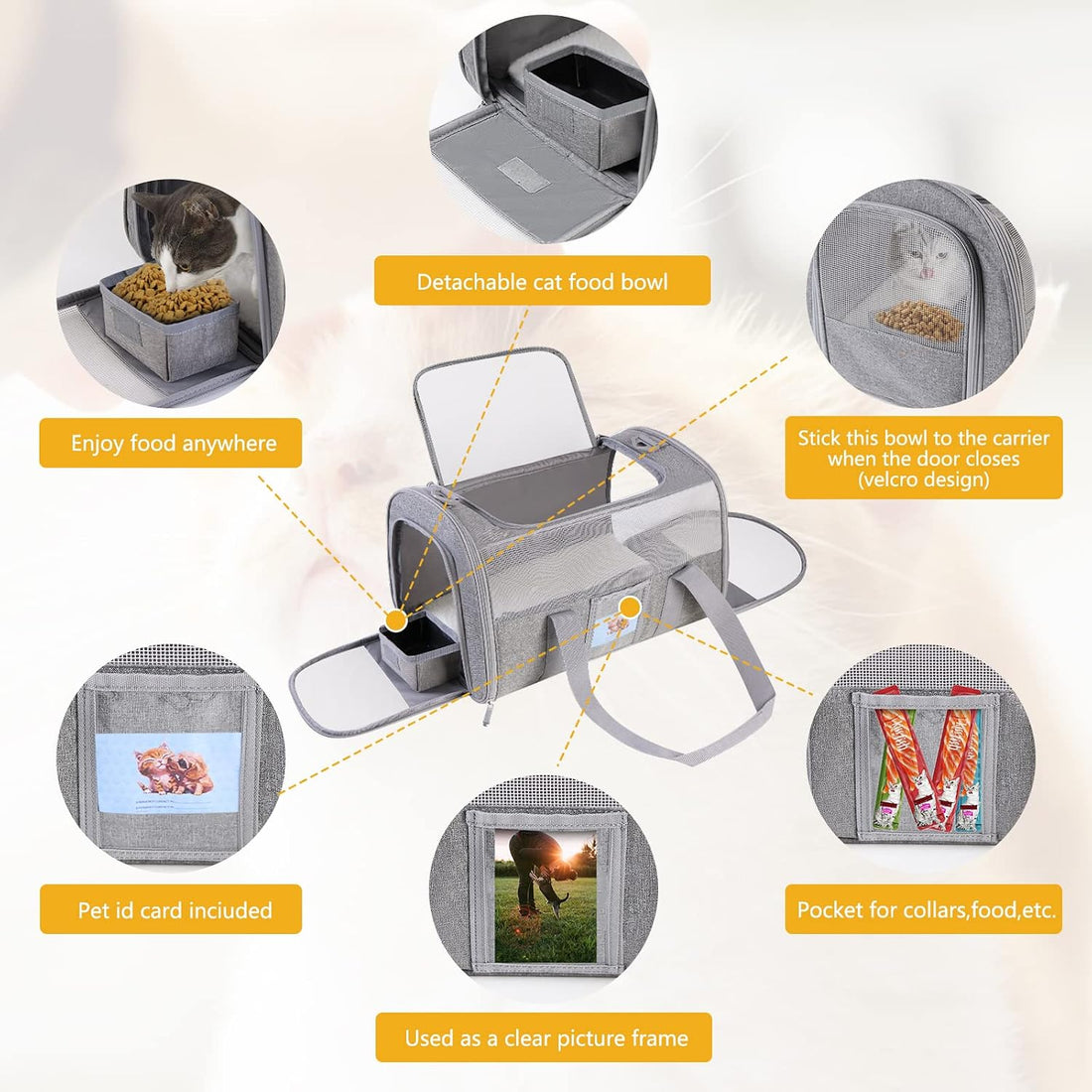 SECLATO Cat Carrier Pet Dog Carrier Airline Approved for Puppy Cat