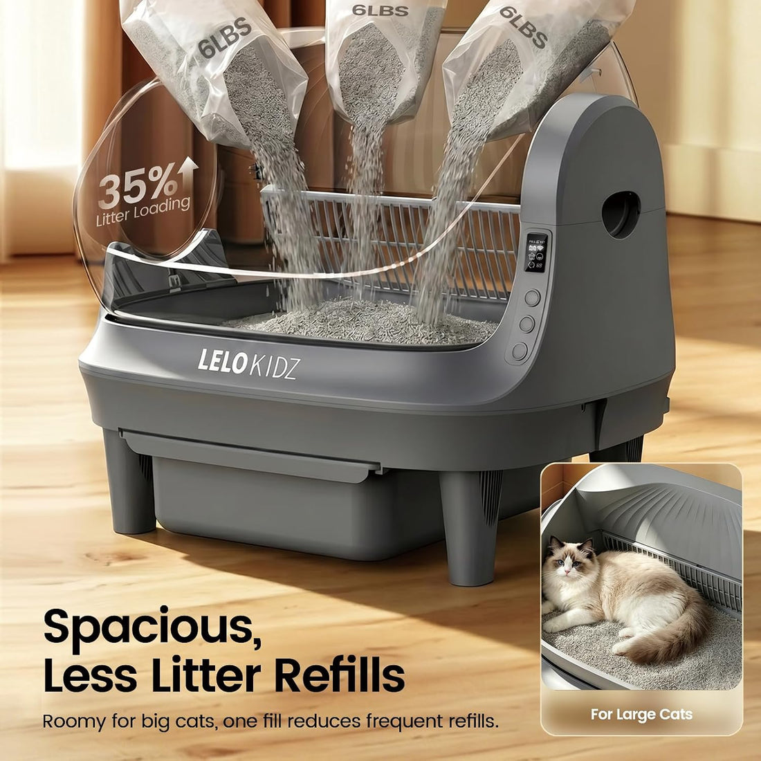 Self Cleaning Litter Box, Open Top 105L Automatic Litter Box