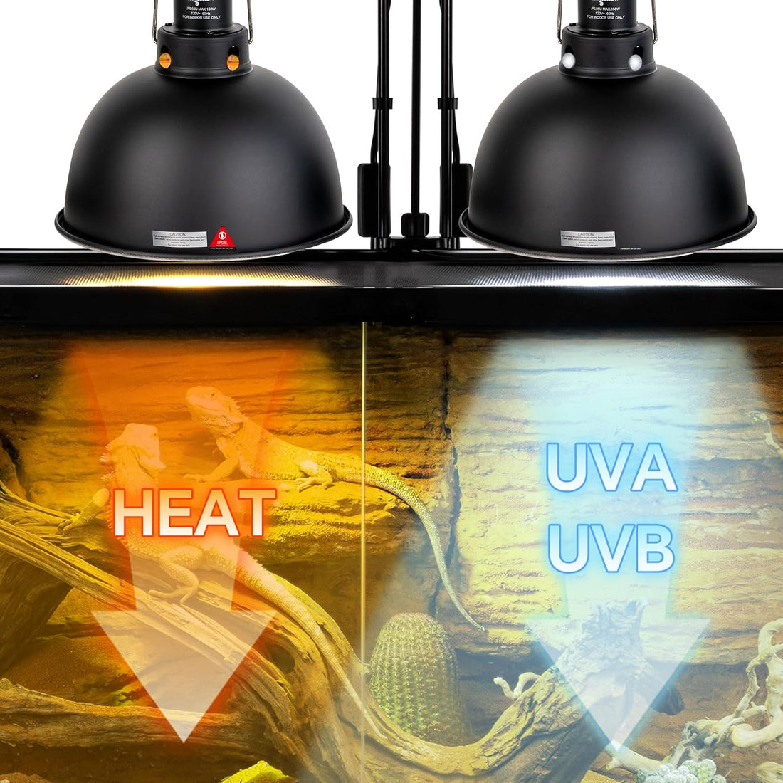 2 Pack Reptile Light Fixture, 8.5in Deep Dome Reptile Lamp Fixture