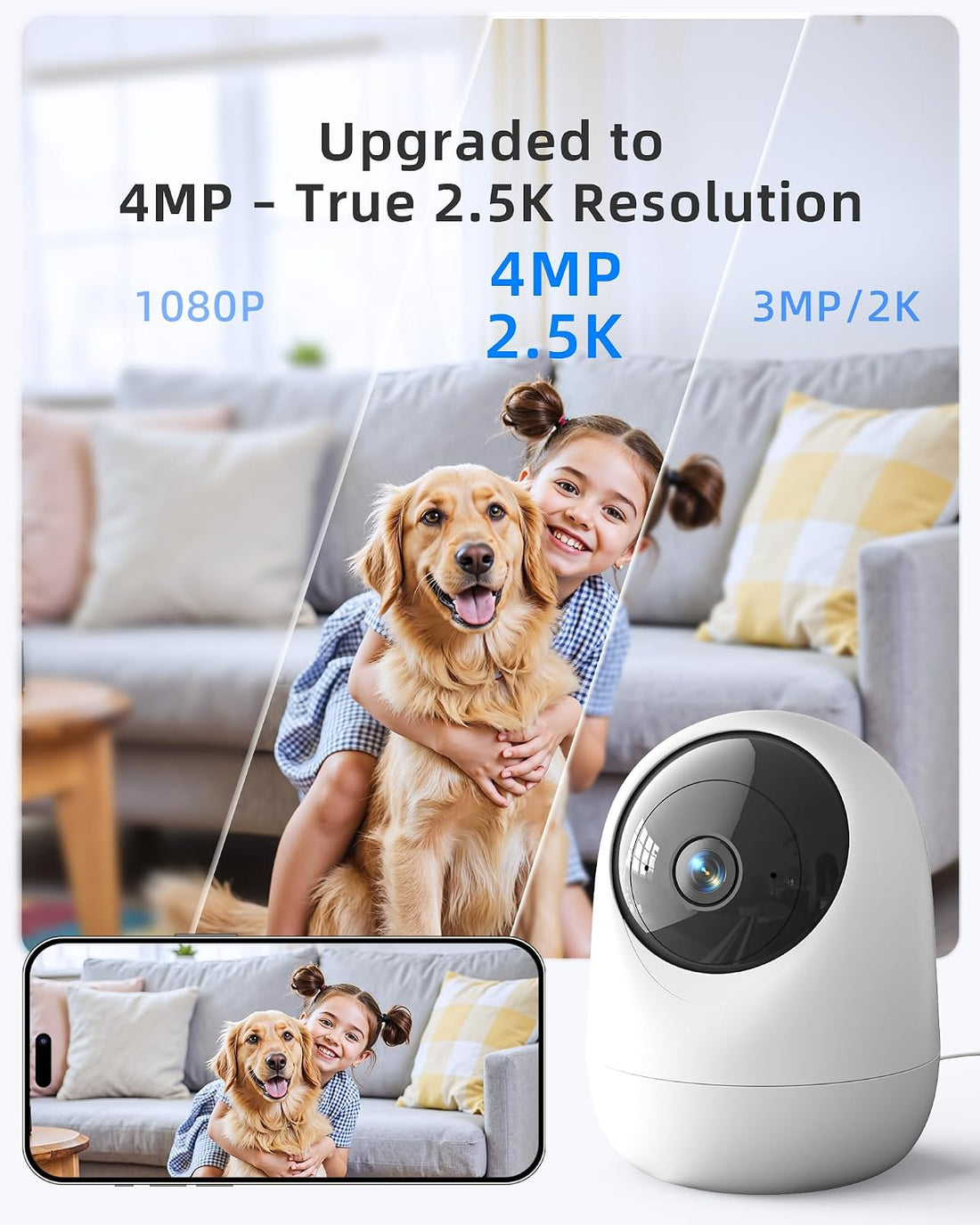 Andyssey 4MP Indoor Security Camera 360° Pan Tilt 5G/2.4G WiFi 6