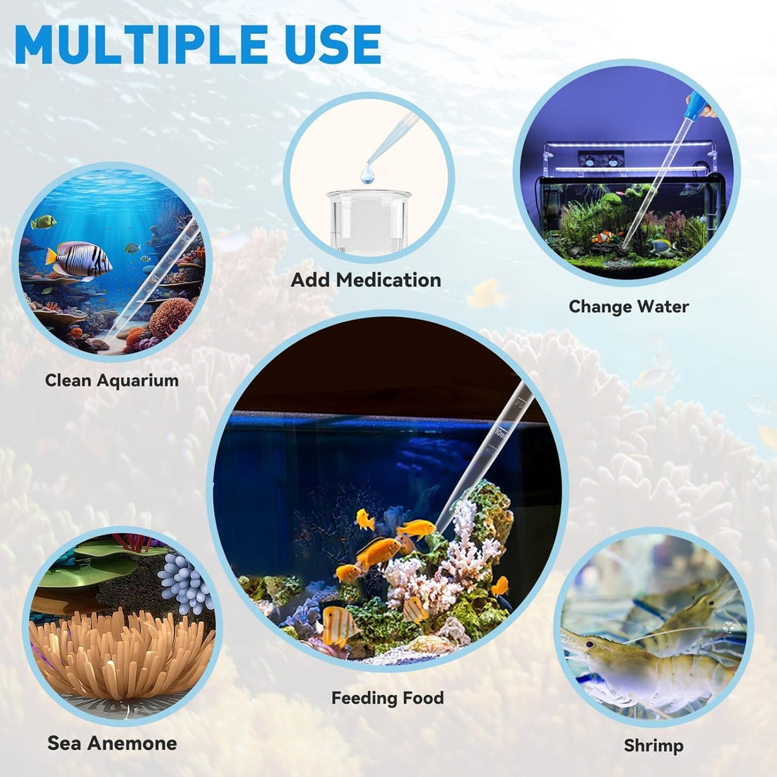27.7IN Extra Long Turkey Baster for Aquarium Coral Fish Feeder,Blue