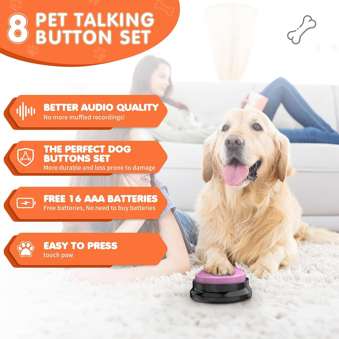 Dog Buttons for Communication,Talking Buttons for Dogs,8 Recordable