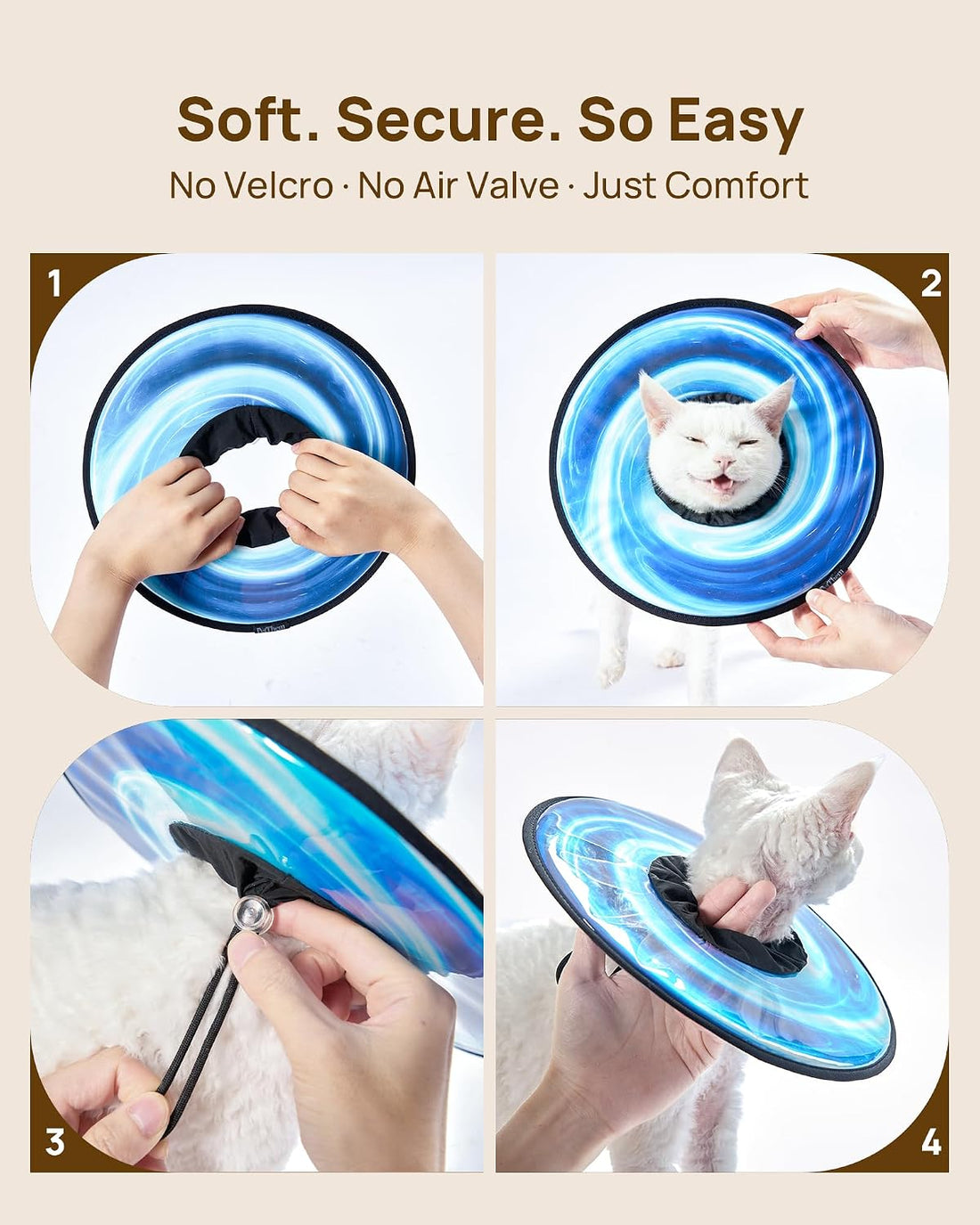 PetThem Soft Cat Cone Collar, Adjustable Cat Recovery Collar
