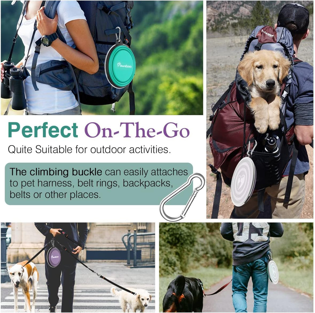 Pawaboo Collapsible Dog Bowls 2 Pack