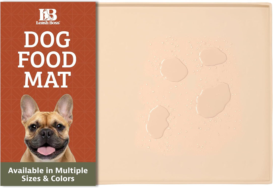 Leash Boss Rectangular Silicone Pet Feeding Mat, Raised Edge, 18 x 11