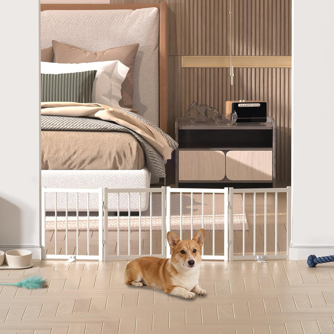 Snuowu 16" Freestanding Short Dog Gate for Small Dogs