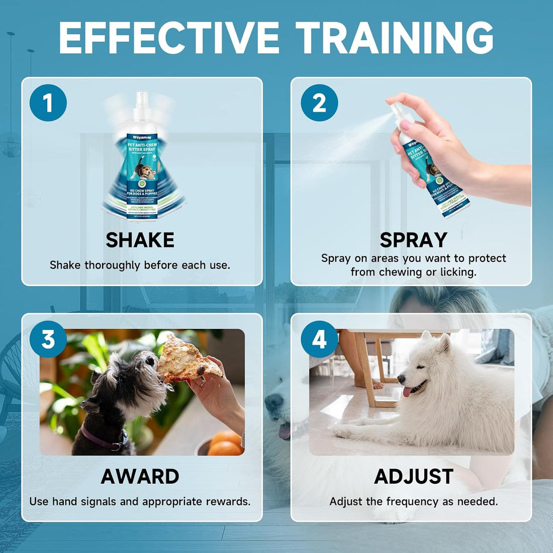 Woyamay Bitter Apple Spray for Dogs, No Chew Training Aid, 200 ml