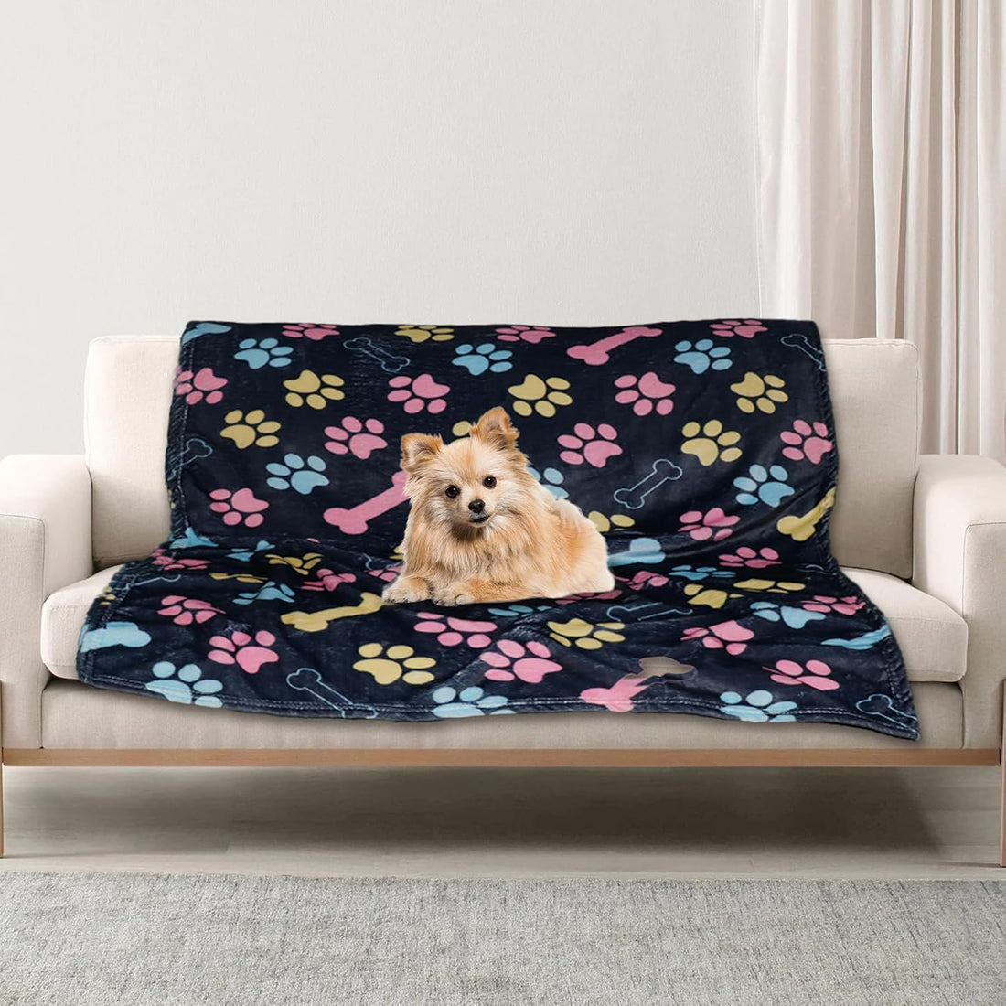 3 Pack Blanket for Large Dogs Soft Reversible Cute Paw 40"x31"