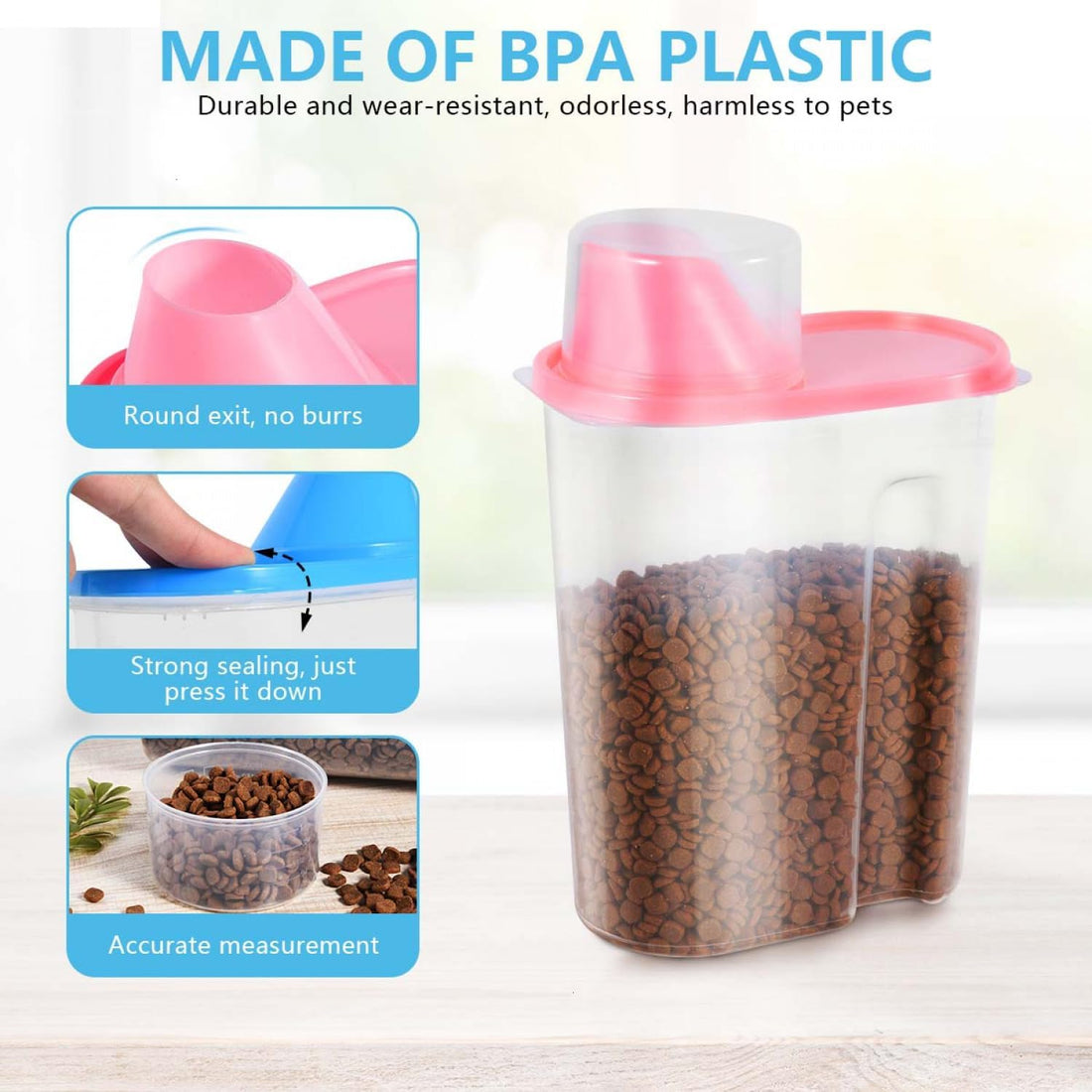SenseYo Pet Food Storage Container 2lb 2.5L translucent Cat Dog Food