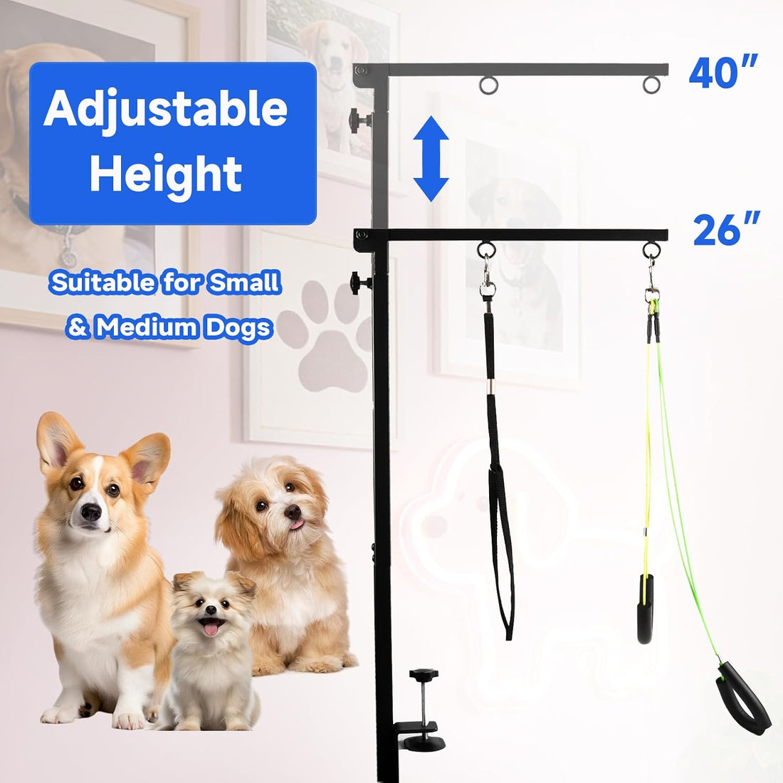 Dog Grooming Arm for Table, for Small Dogs, Haunch Holder&with Hammock