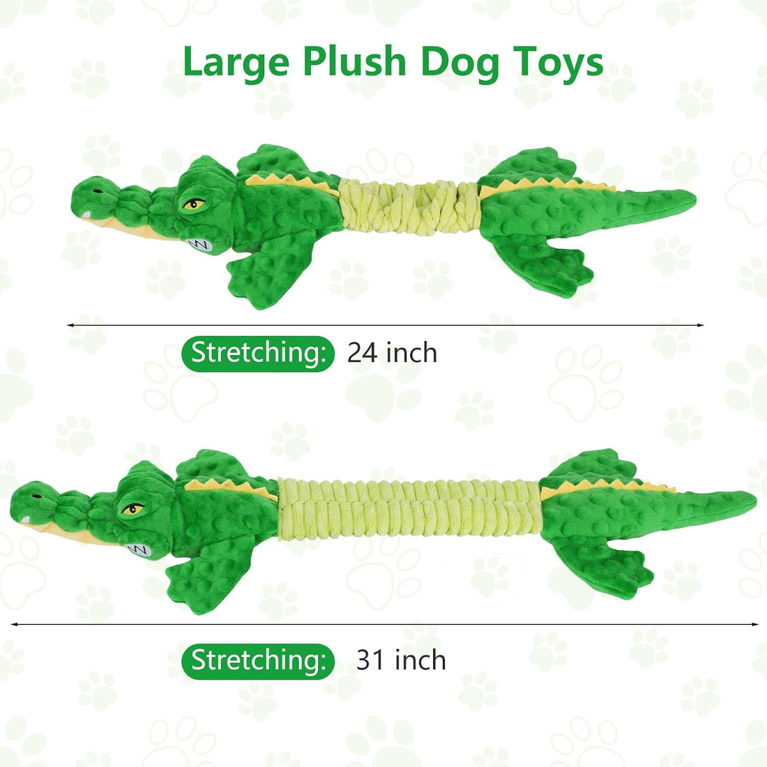 Letsmeet Large Squeaky Alligator Dog Toys