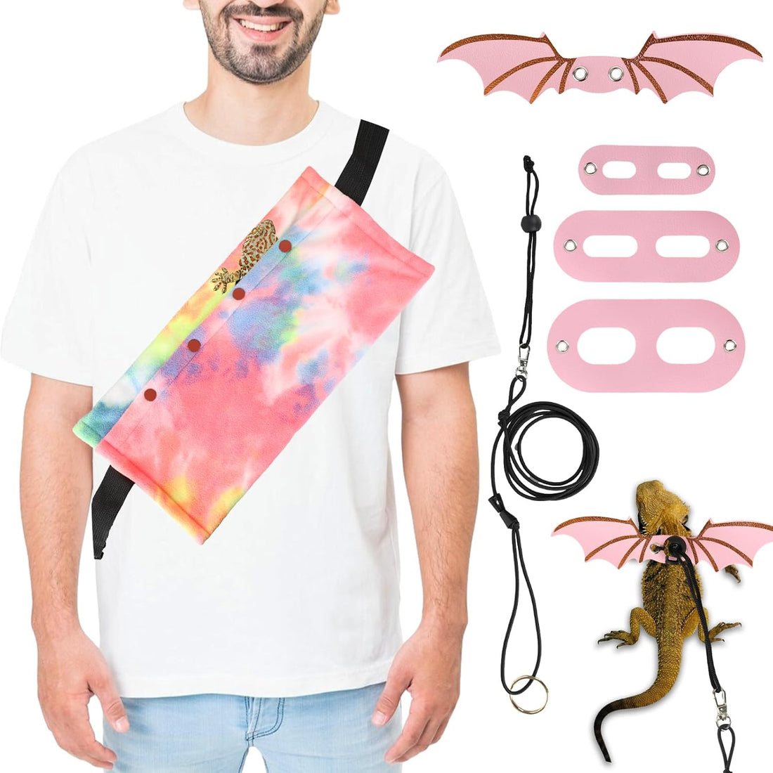 Bearded Dragon Leash and Harness Set, Bearded Dragon Carrier Sling