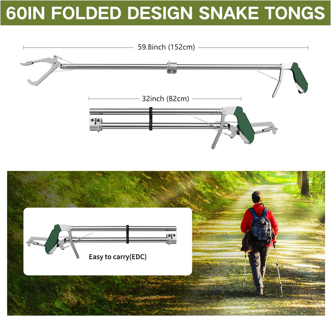 60" Snake Tongs Collapsible Grabber