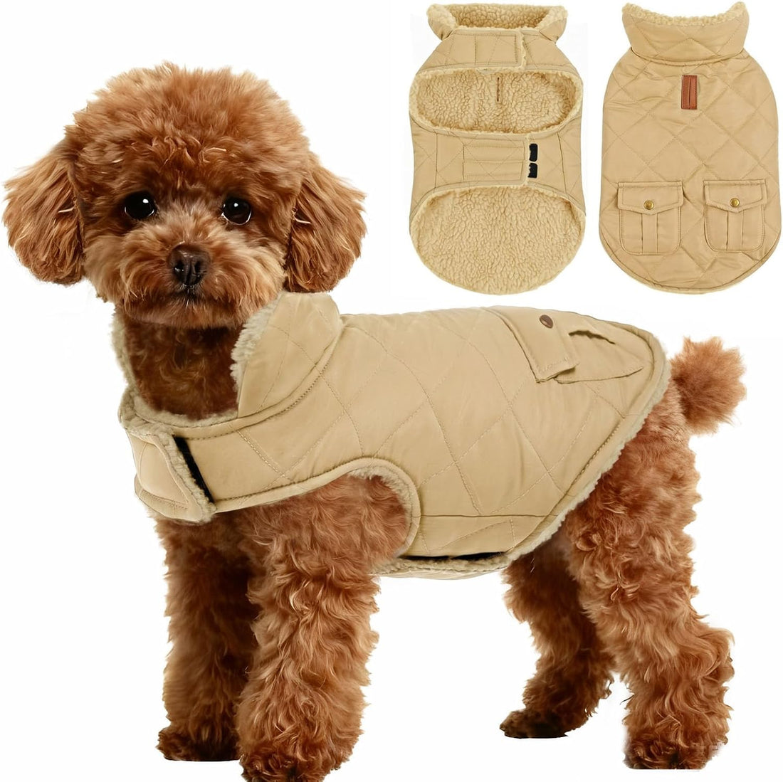ASENKU Dog Winter Coat, Thick Plush Fleece Lining Dog Jacket