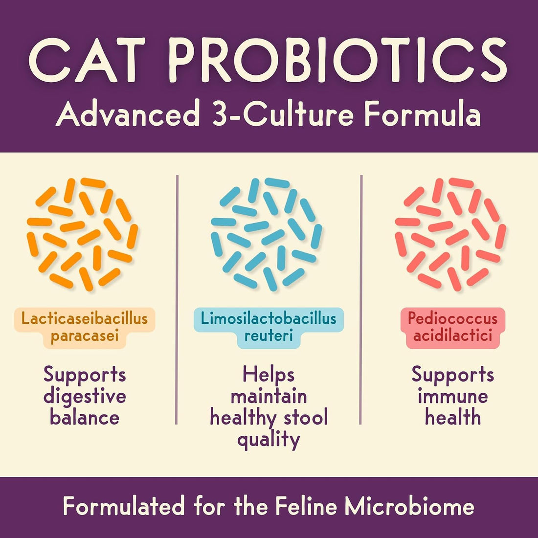 PURPLE CAT Probiotics for Cats, Gut and Digestive Health Support