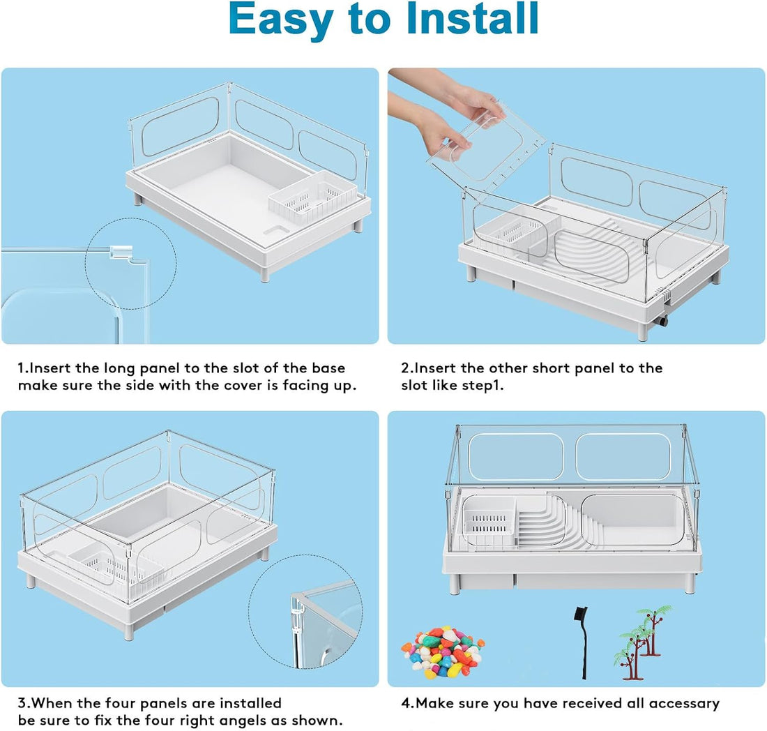 Small Turtle Tank for Baby Turtles with Basking Platform and Bottom