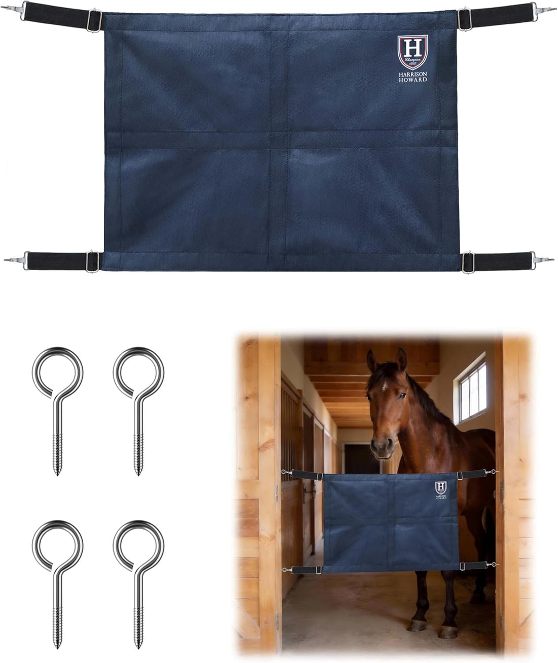 Harrison Howard 27'' x 19'' Stall Guard for Horses, Screw Eyes