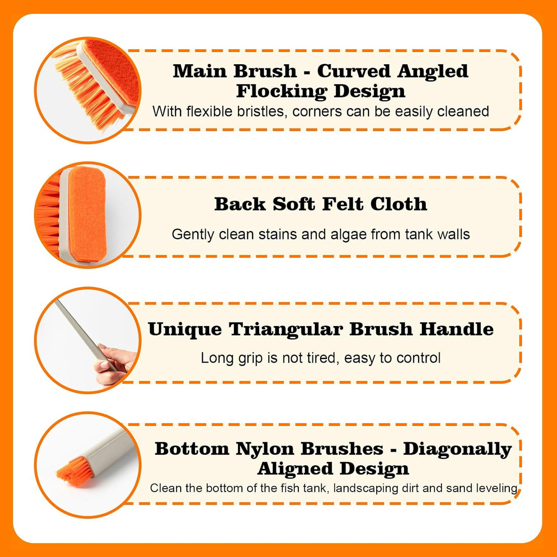 Small Fish Tank Cleaner Brush, Algae Scraper for Aquarium,11.8IN