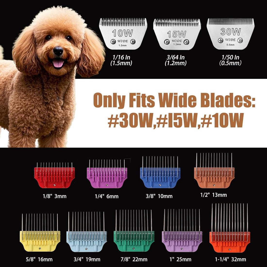 Dog Animal Stainless Steel Wide Clipper Attachment Guard Comb Set