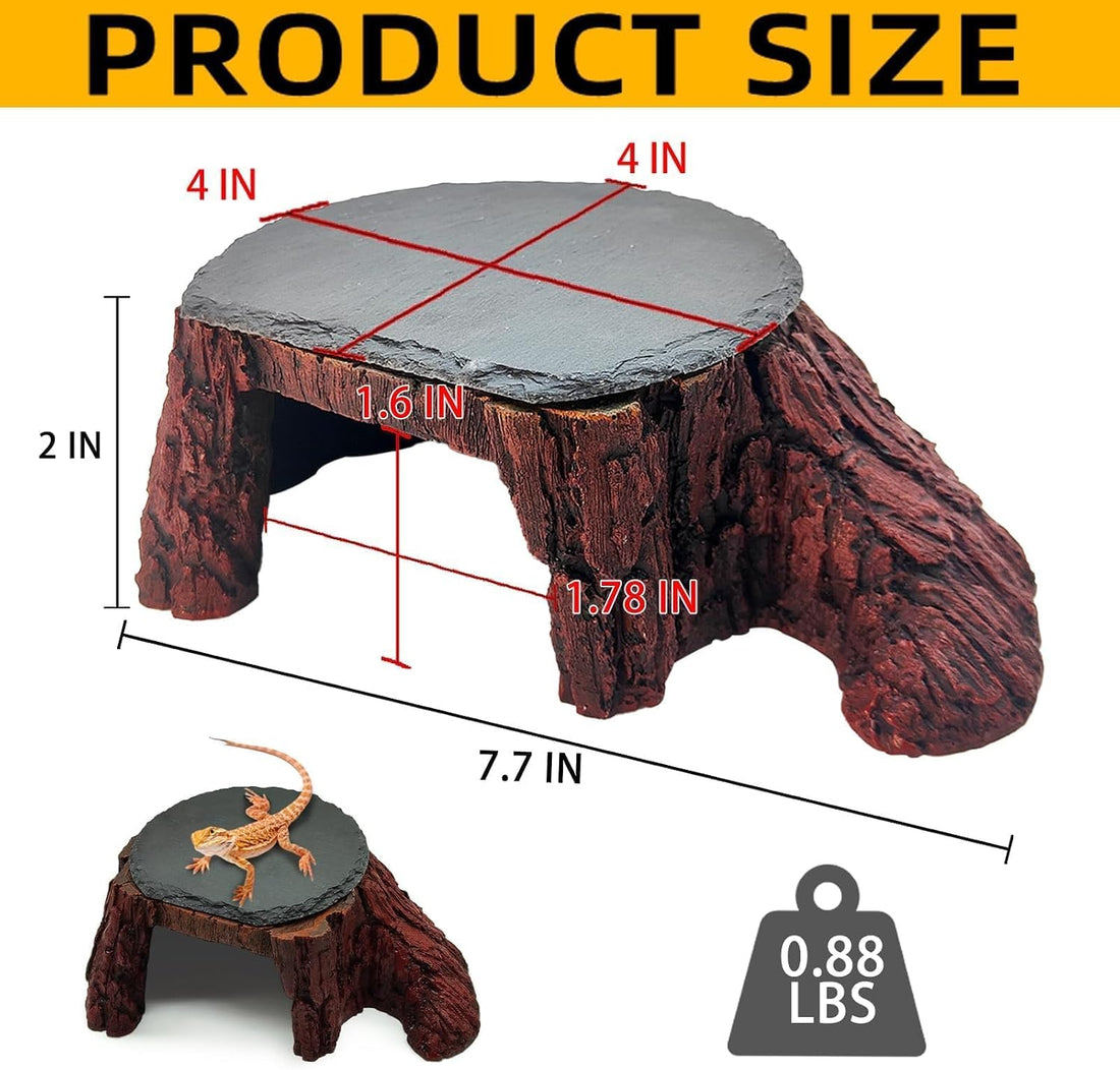 Bearded Dragon Basking Platform,Reptile Hide Cave with Basking Rock