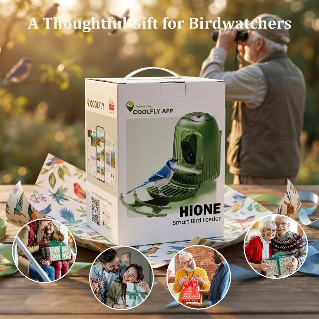 HIXX x COOLFLY Bird Feeder with Camera Solar Powered, Free AI Bird ID
