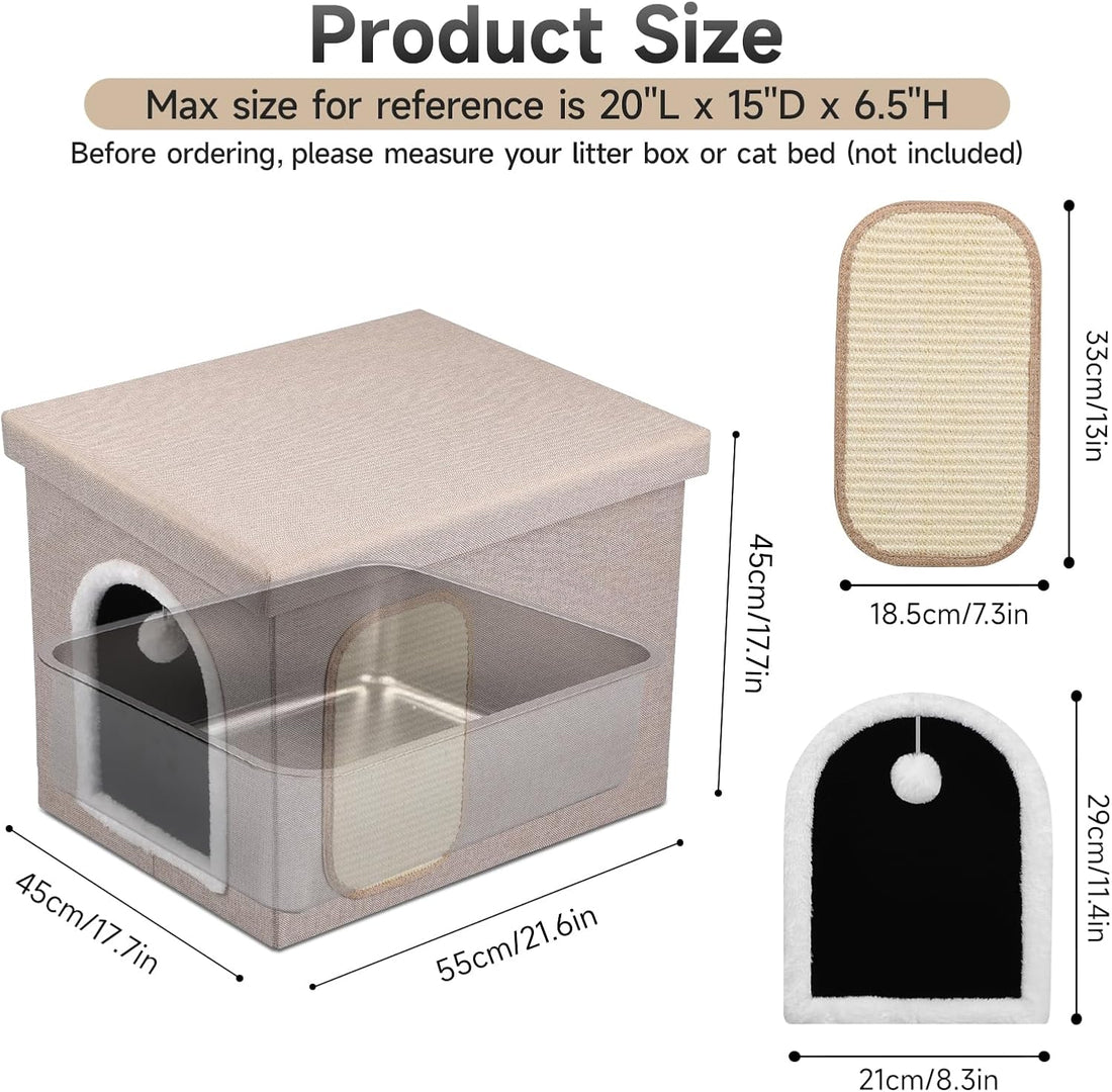 Shikha Hidden Cat Litter Box Enclosure with Scratch Pad & Storage Bag