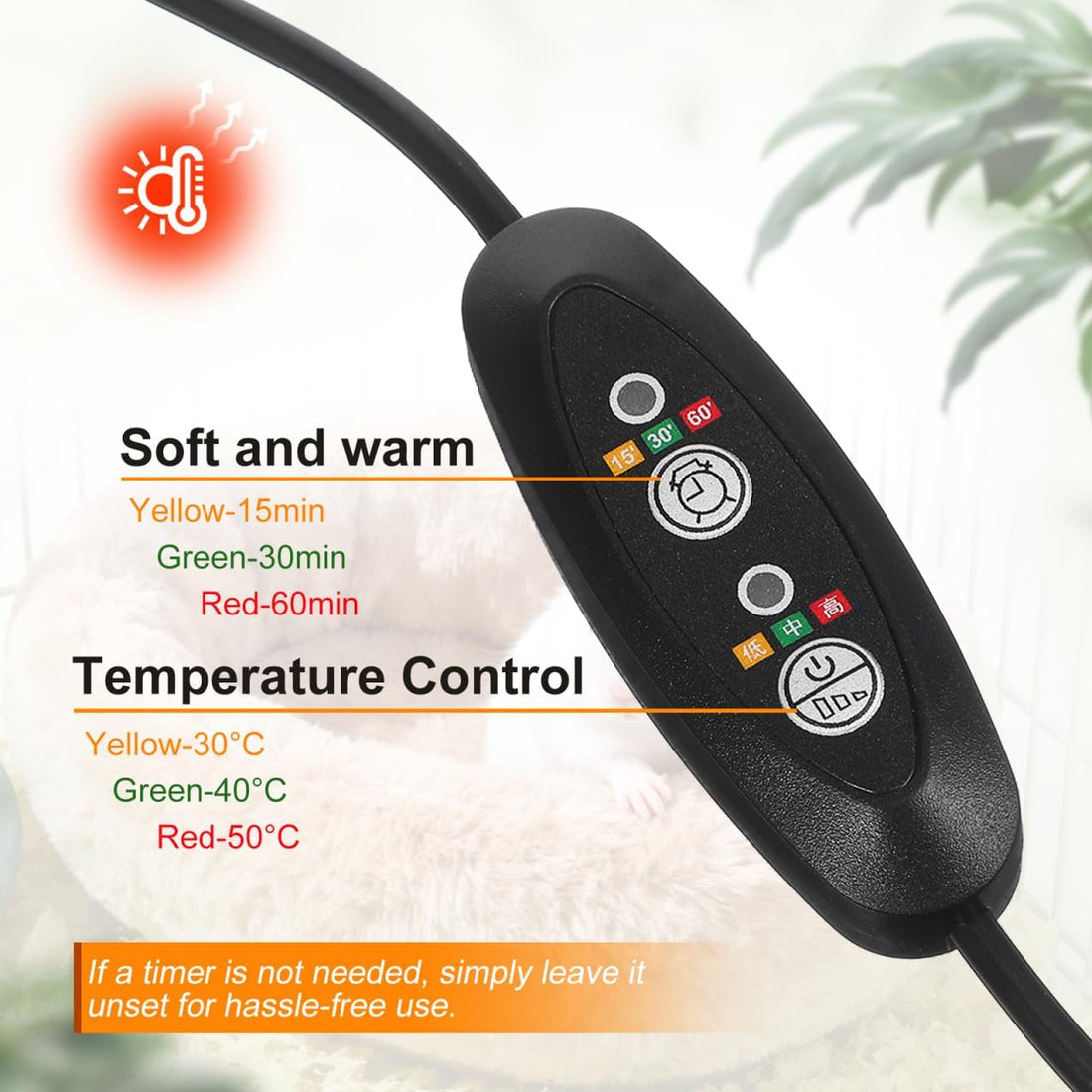 USB Small Pet Heating Pad, 5.5 Inch Reptile Heat Mat with Temp