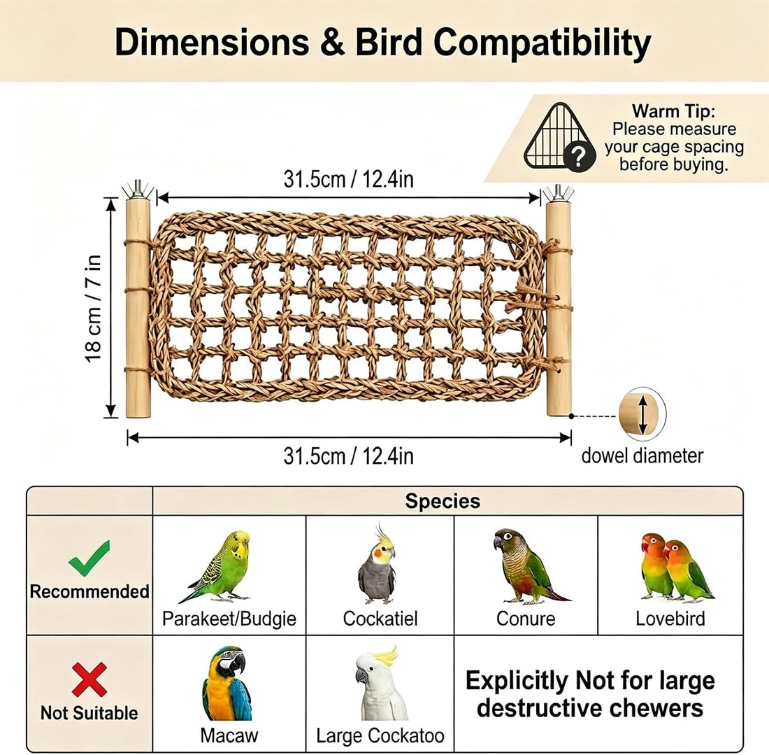 Bird Seagrass Mat Parrot Climbing Net Ladder Bridge Chew Toy